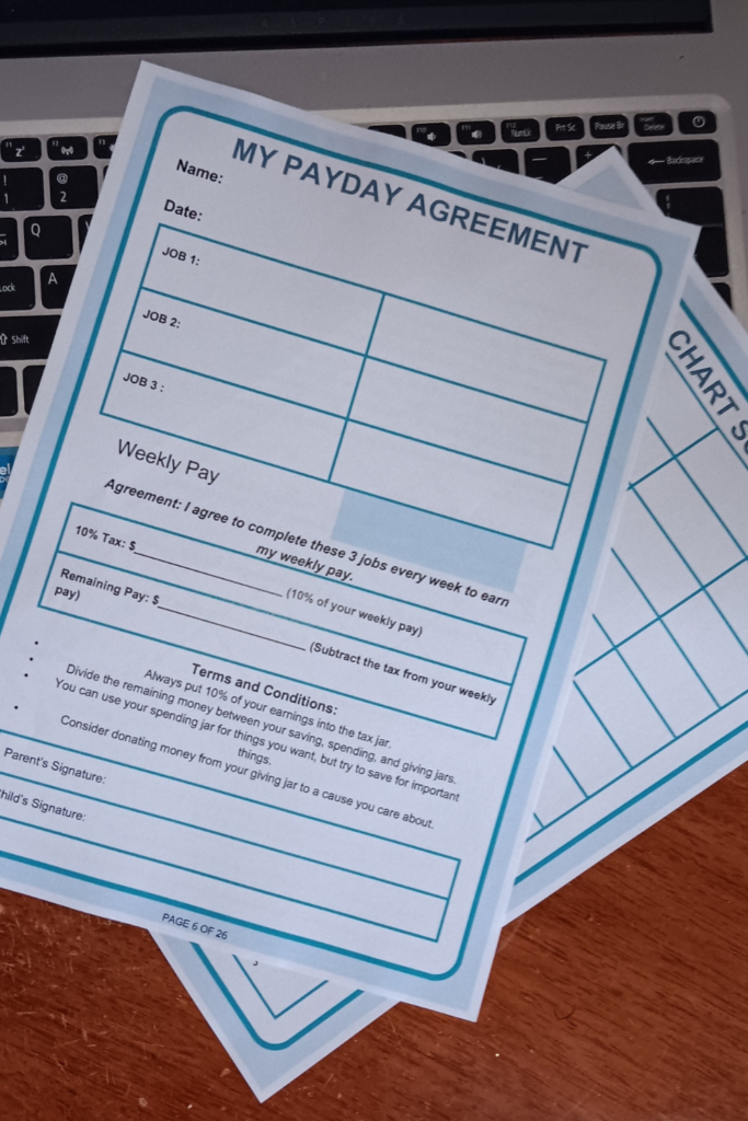 Payday Agreement & Chore Chart Scoreboard Bundle: Kids Allowance System for Financial Literacy & Chore Accountability
