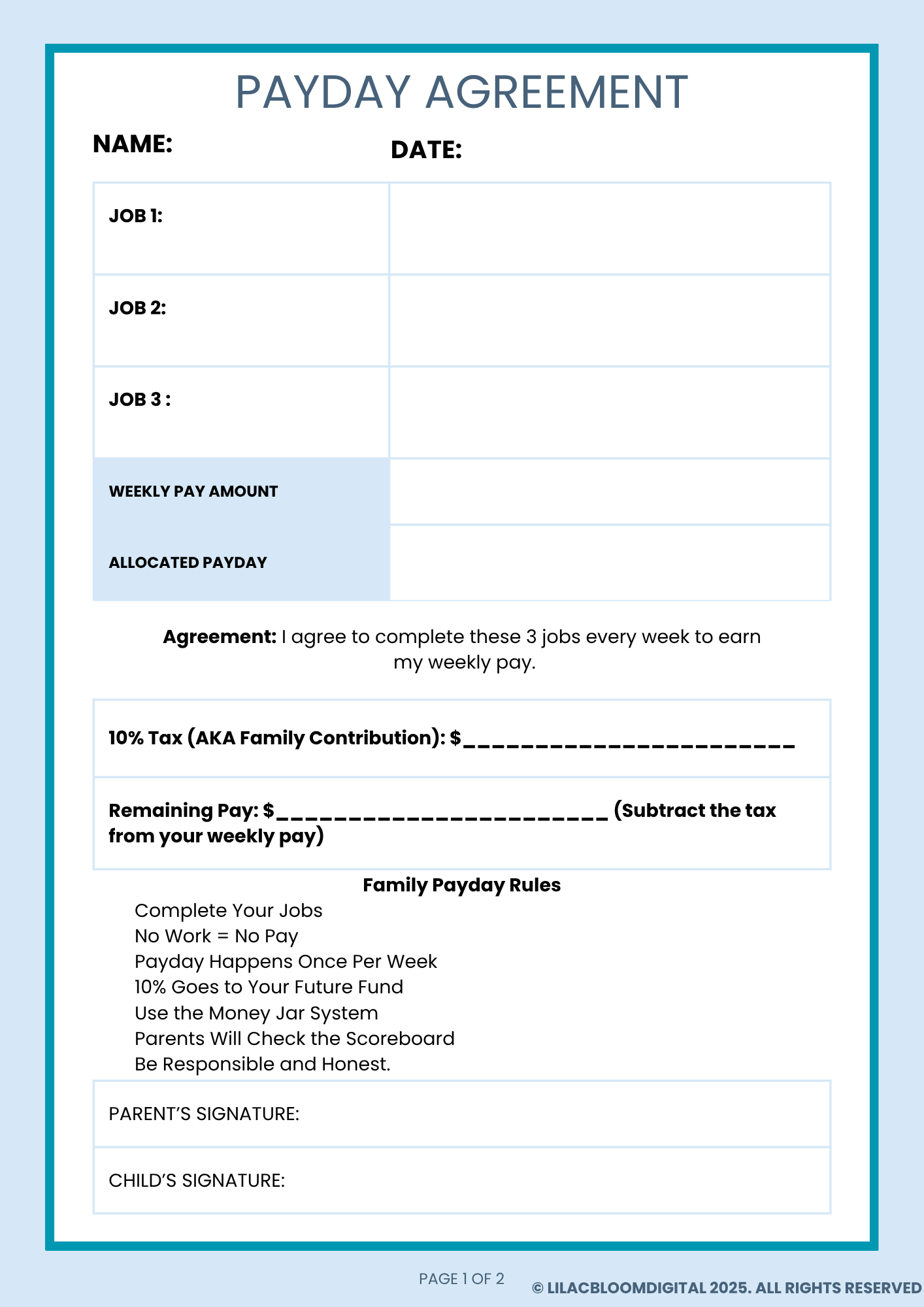 Family Payday Agreement Kit - Image 10